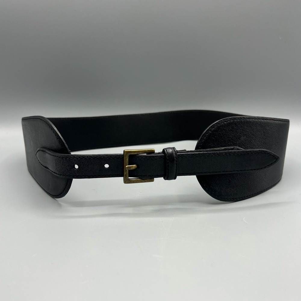 Gap Cow Leather Wide Buckle Cinch Black Belt